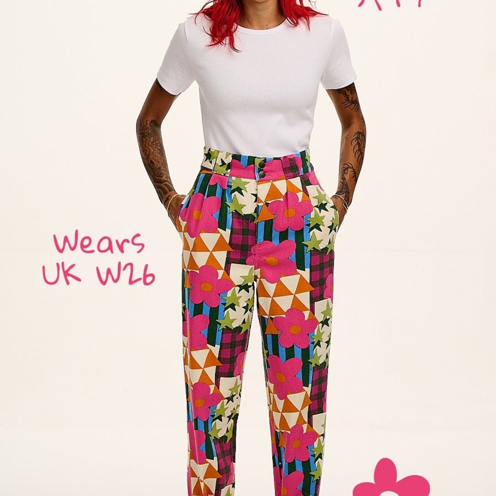 Lucy & Yak Multicolor Floral Geometric Pants